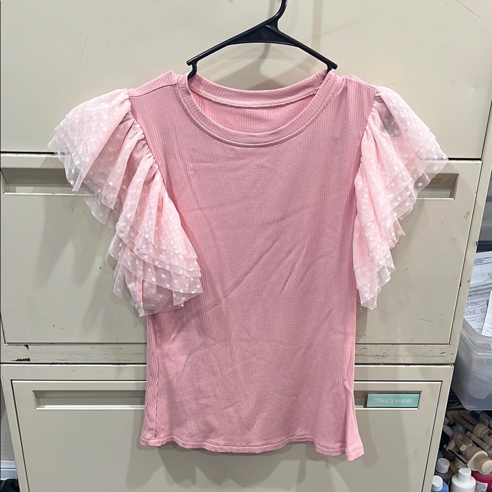 Pink Ruffle Sleeve Top